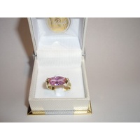 Gold Ring - Pink Oval Crystal